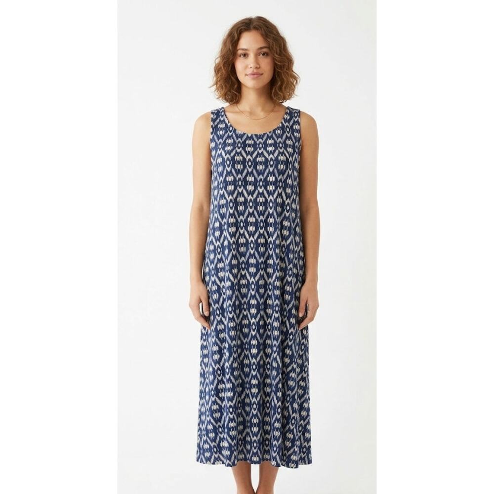OLD NAVY  Women's Midi Dress 2XL Rayon Viscose Navy White Geometric Summer